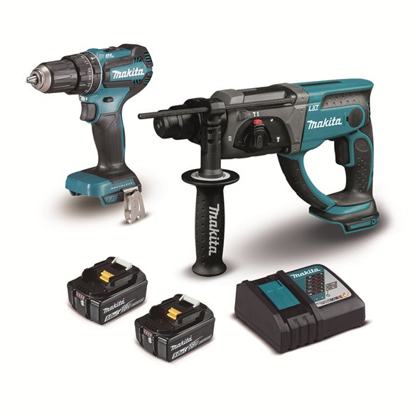 Kit Combo Marteau + Perceuse Makita 18V Brushless | DLX2556T | 2x 5,0Ah + DC18RC