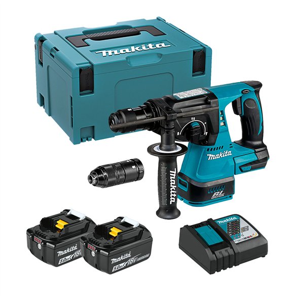 Marteau léger Makita DHR243RTJ - 18V, 2,0 J, 24 mm dans le béton, moteur sans balais
