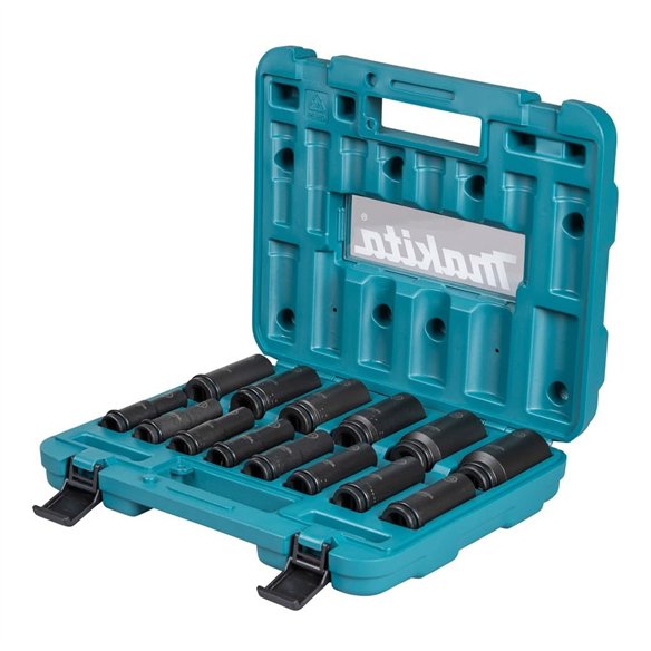 Jeu de Douilles à Chocs Longues Makita E-16586 | 14 Pièces 1/2" CR-MO Impact Black