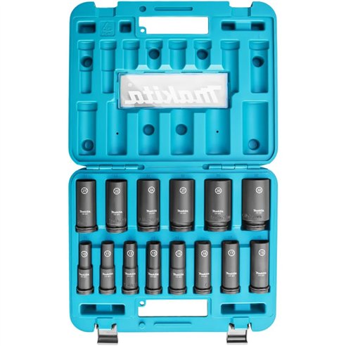 Jeu de Douilles à Chocs Longues Makita E-16586 | 14 Pièces 1/2" CR-MO Impact Black