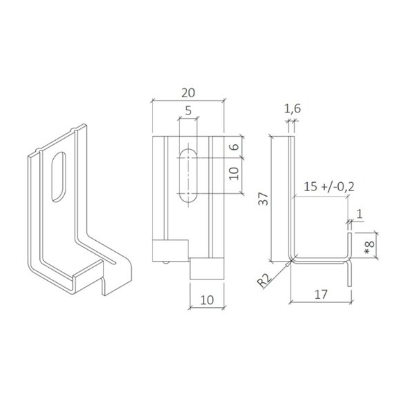 Agrafe Intermédiaire Peygran Type B 12 mm pour Bardage de Façade | Avec Cheville et Vis Inox | Boîte 100 Uds.