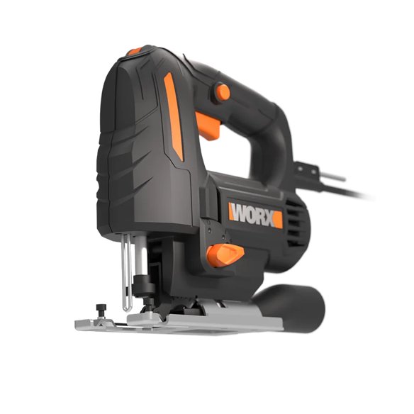 Worx WX463 – Scie sauteuse 550W, 4 positions pendulaires, changement rapide de lames, inclut Coffret et accessoires.