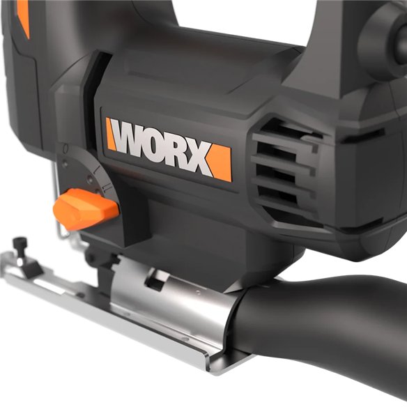 Worx WX463 – Scie sauteuse 550W, 4 positions pendulaires, changement rapide de lames, inclut Coffret et accessoires.