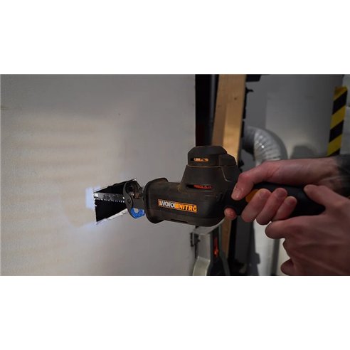 Worx WX501.9 – Mini scie sabre sans-fil 20V PowerShare, insertion universelle, seul outil