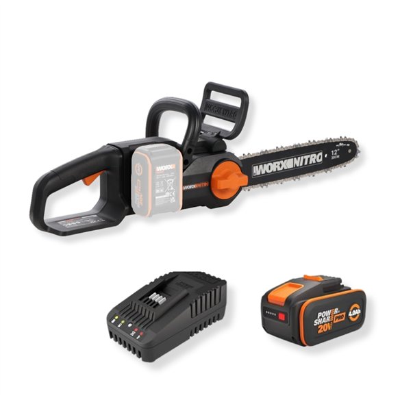 Worx WG350E Nitro – Tronçonneuse à batterie 20V avec batterie 4,0Ah et chargeur