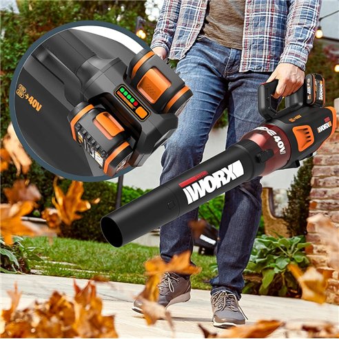 Souffleur de Feuilles Worx WG584E.9 | Turbine 40V 2x20V | Brushless | Sans Batterie ni Chargeur