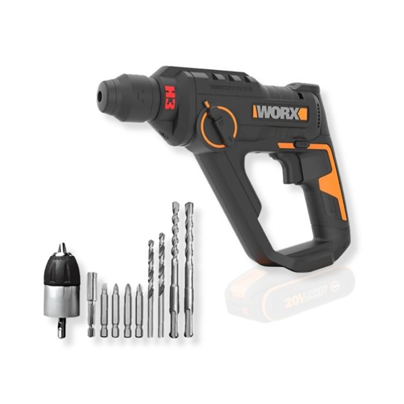 Marteau Perforateur sans Fil Worx WX391.9 | 20V PowerShare | 1,2 J | SDS-Plus | Sans Batterie ni Chargeur