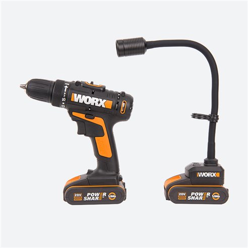 Perceuse Visseuse Worx WX977 20V | 30 Nm | Lampe Flexible | 2 Batteries