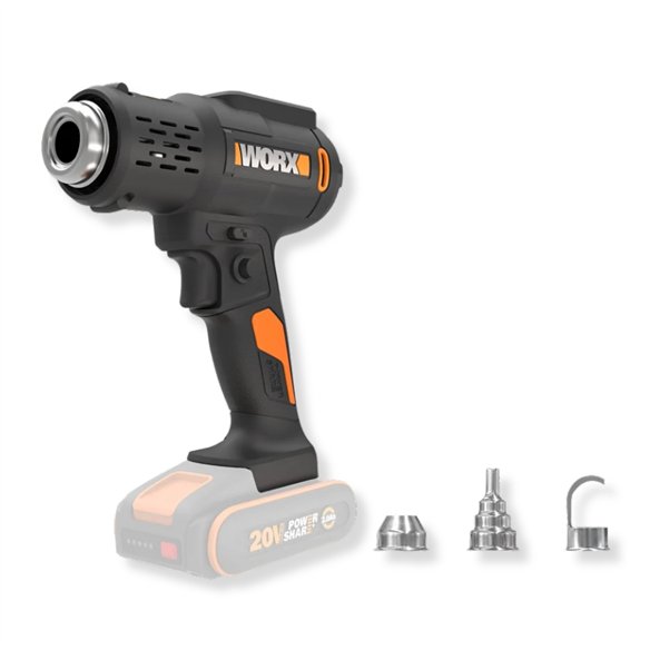 Pistolet à Air Chaud sans Fil Worx WX015.9 | 20V PowerShare | 20-600 °C | Sans Batterie ni Chargeur