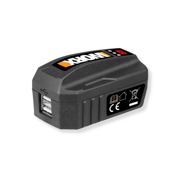 Adaptateur Powerbank Worx WA4009 | Batteries 20V PowerShare | 2 Ports USB | Sans Batterie