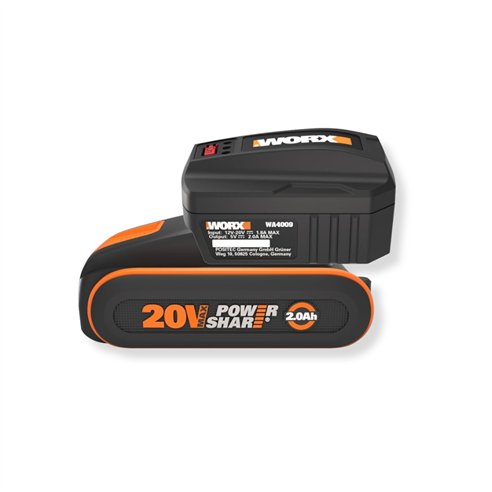 Adaptateur Powerbank Worx WA4009 | Batteries 20V PowerShare | 2 Ports USB | Sans Batterie