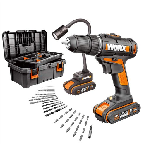 Perceuse Visseuse Worx WX977 20V | 30 Nm | Lampe Flexible | 2 Batteries