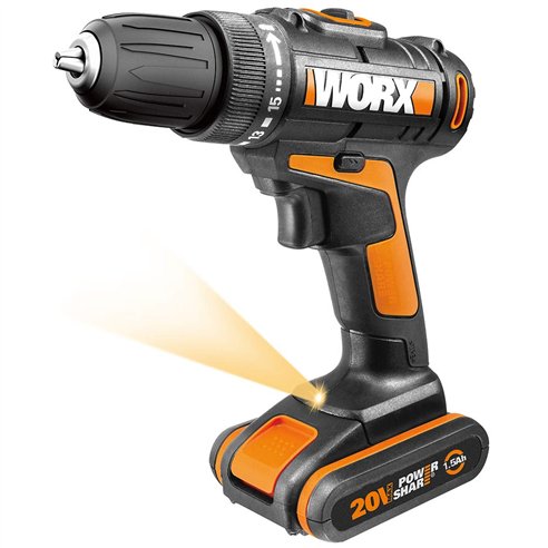 Perceuse Visseuse Worx WX977 20V | 30 Nm | Lampe Flexible | 2 Batteries