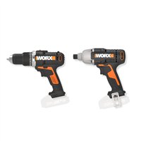 Pack Worx WX922 20V Visseuse à Choc WX291.9 + Perceuse à Percussion WX372.9 | Sans Batterie ni Chargeur