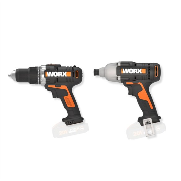 Pack Worx WX922 20V Visseuse à Choc WX291.9 + Perceuse à Percussion WX372.9 | Sans Batterie ni Chargeur
