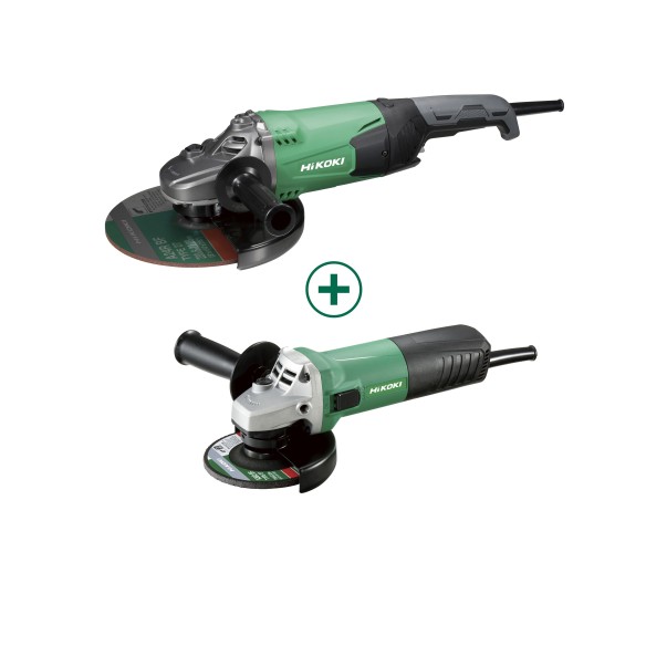 Pack Meuleuses Hikoki G23SW2W7 et G12SR4(S) - 2200W et 730W - Idéal pour la métallurgie et le bricolage - Sans accessoires inclu